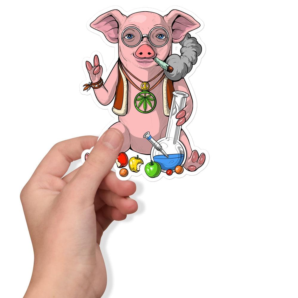 Pig Hippie Sticker, Funny Pig Decal, Pig Smoking Weed Sticker, Funny Stoner Stickers, Hippie Stickers - Psychonautica Store