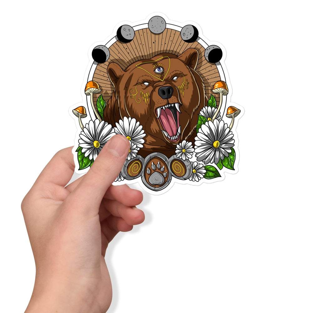 Psychedelic Bear Sticker, Trippy Bear Sticker, Forest Bear Sticker, Psychedelic Animal Sticker, Bear Decals - Psychonautica Store