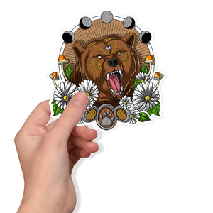 Forest Bear Sticker, Psychedelic Bear Sticker, Trippy Bear Sticker, Bear Decals - Psychonautica Store