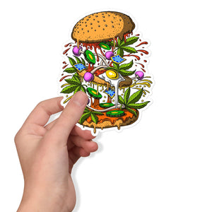 Trippy Stickers, Psychedelic Burger Sticker, Weed Sticker, Trippy Burger Sticker, Stoner Stickers, Cannabis Sticker, Hippie Sticker, Marijuana Stickers - Psychonautica Store