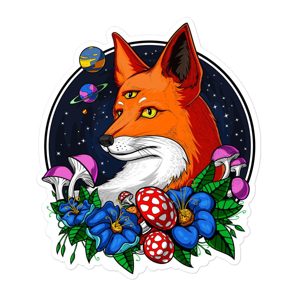 Psychedelic Fox Sticker, Trippy Fox Sticker, Psychedelic Sticker, Magic Mushrooms Sticker, Psychedelic Forest Sticker - Psychonautica Store