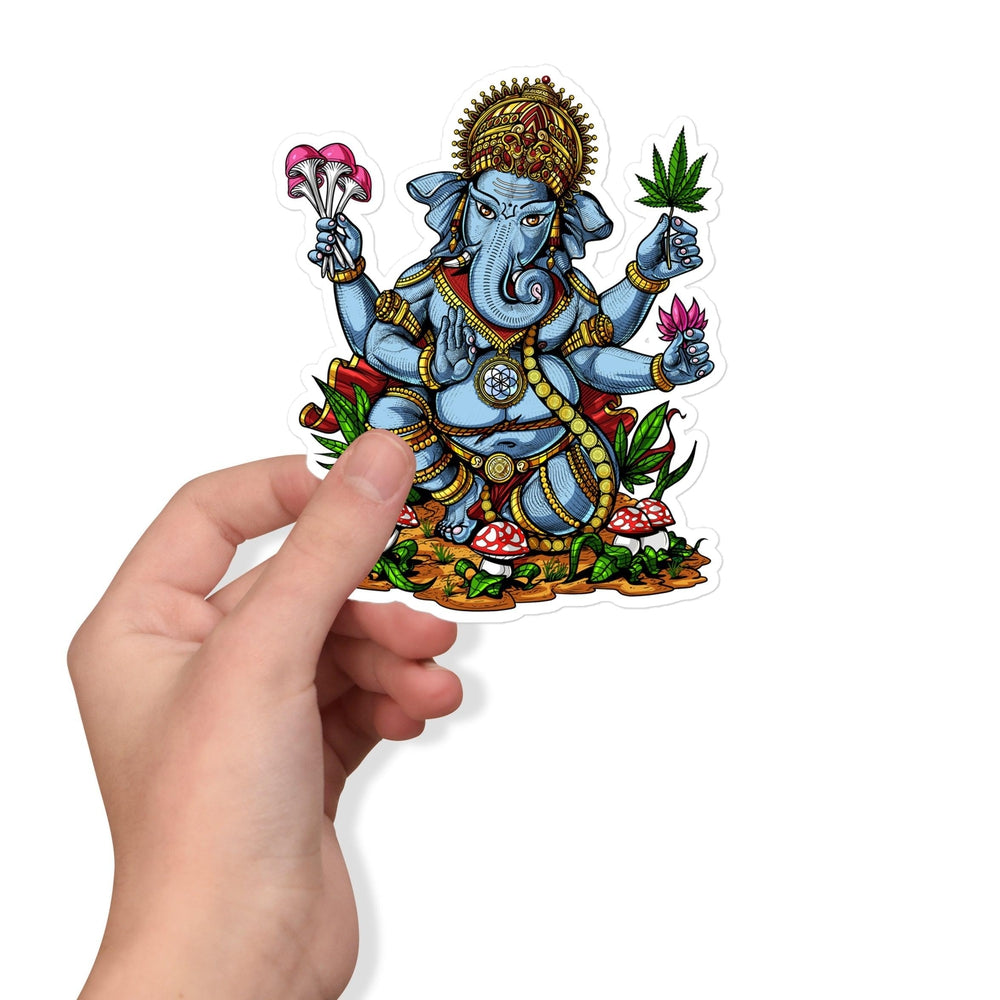 Psychedelic Ganesha Sticker, Hippie Sticker, Stoner Sticker, Weed Stickers, Hindu Stickers, Hindu Elephant Sticker - Psychonautica Store