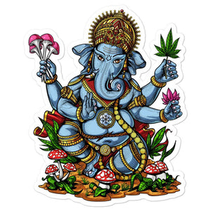 Psychedelic Ganesha Sticker, Hippie Sticker, Stoner Sticker, Weed Stickers, Hindu Stickers, Hindu Elephant Sticker - Psychonautica Store