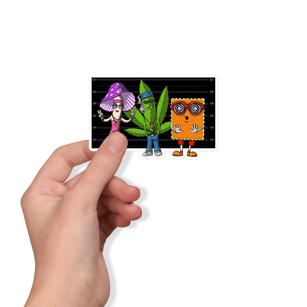 Stoner Sticker, Psychedelic Sticker, Cannabis Sticker, LSD Sticker, Mugshot Sticker, Magic Mushrooms Sticker, Weed Sticker, Trippy Stickers - Psychonautica Store