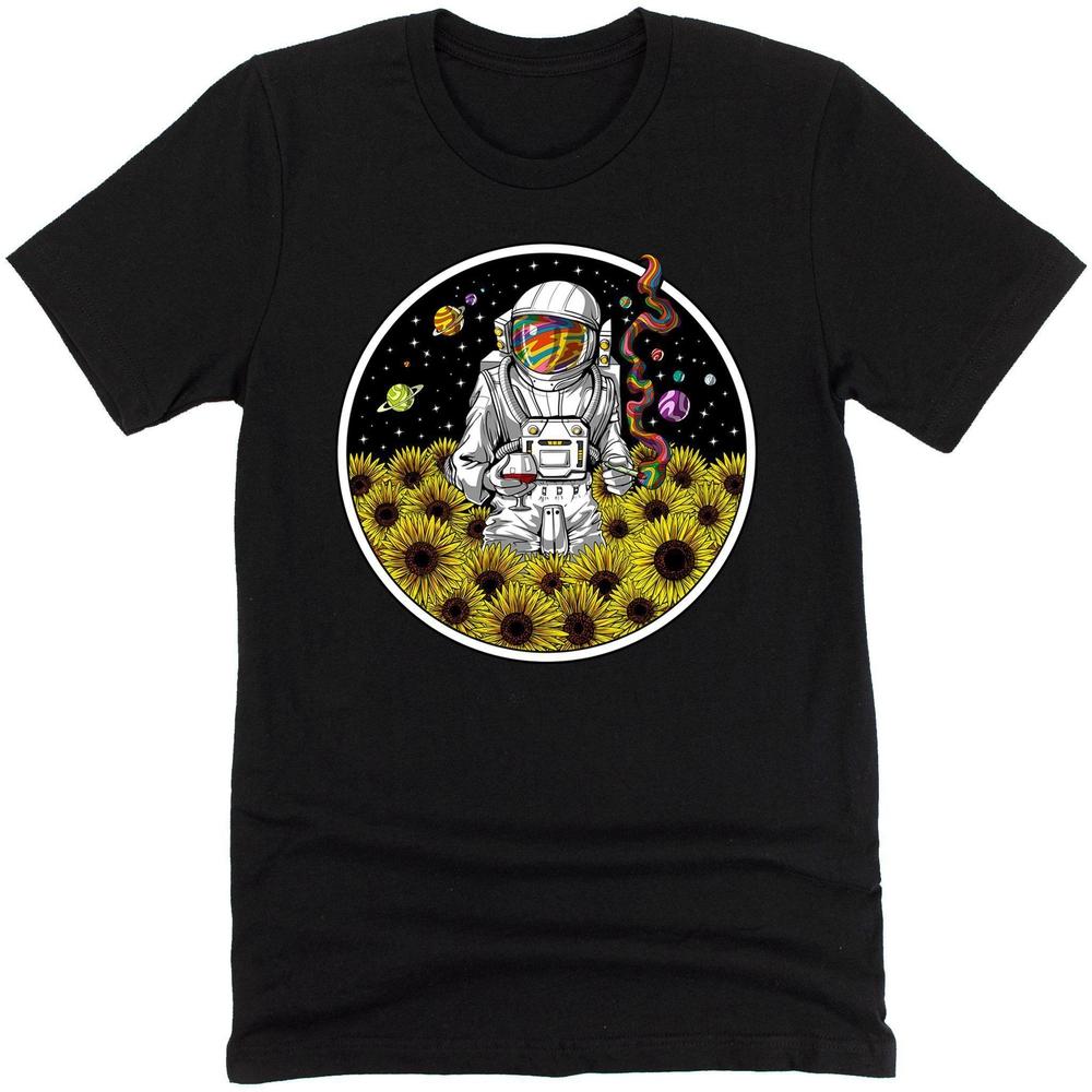 Psychedelic Astronaut Shirt, Psychedelic Shirt, Hippie Shirt, Stoner Shirt, Trippy Shirt, Psychedelic Clothes, Astronaut Sunflowers Shirt, Festival Clothing - Psychonautica Store