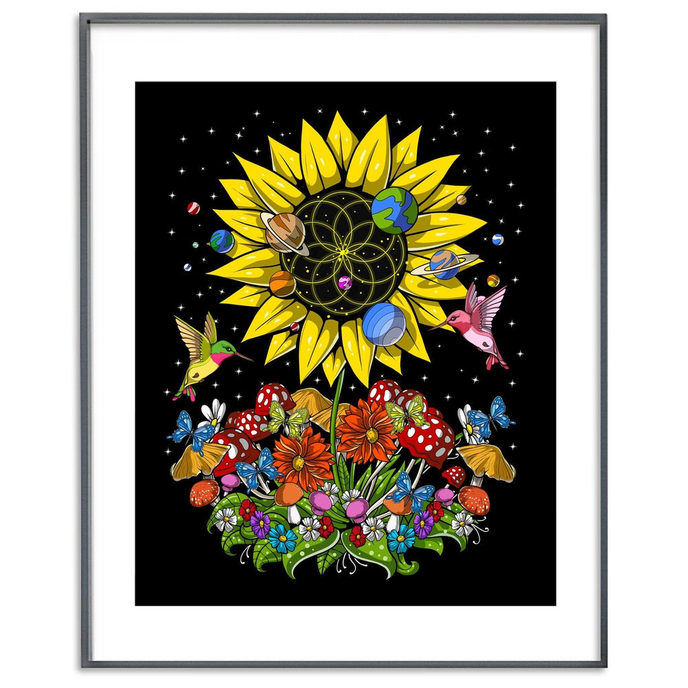 Psychedelic Sunflowers Art Print, Sunflower Poster, Hippie Sunflowers Art Print, Trippy Sunflowers Poster, Hippie Poster, Sunflowers Posters - Psychonautica Store