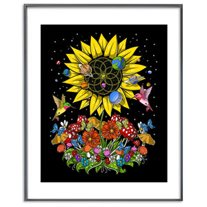 Psychedelic Sunflowers Poster, Sunflower Poster, Hippie Sunflower Poster, Trippy Sunflower Art, Hippie Poster, Sunflowers Posters - Psychonautica Store
