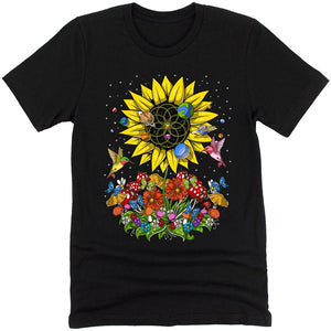 Psychedelic Sunflower Shirt, Sunflower Shirt, Hippie Sunflower Shirt, Trippy Tees, Hippie Clothes, Festival Clothing, Hippie Clothing - Psychonautica Store