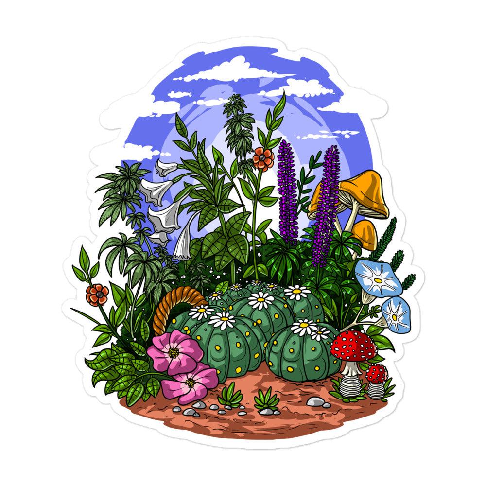 Psychoactive Plants Sticker, Psychedelic Plants Sticker, Psychedelic Garden Sticker, Gardener Sticker, Trippy Sticker, Mushrooms Sticker, Hippie Stickers - Psychonautica Store