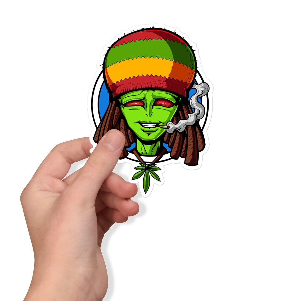 Alien Rasta Sticker, Rastafari Alien Sticker, Alien Weed Sticker, Alien Smoking Weed Sticker, Hippie Stoner Sticker, Rasta Stickers, Rastafari Stickers - Psychonautica Store