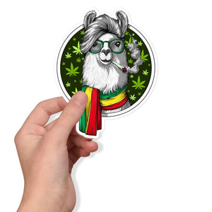 Llama Smoking Weed Sticker, Rastafari Sticker, Stoner Decals, Cannabis Sticker, Marijuana Decal - Psychonautica Store