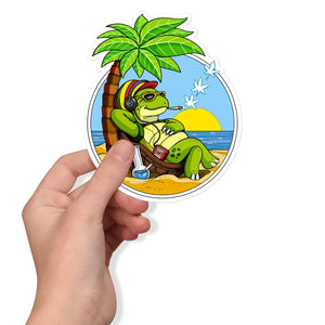 Rastafari Sticker, Turtle Smoking Weed Sticker, Rastafarian Sticker, Turtle Decal, Stoner Stickers, Cannabis Stickers, Rastafari Decals - Psychonautica Store