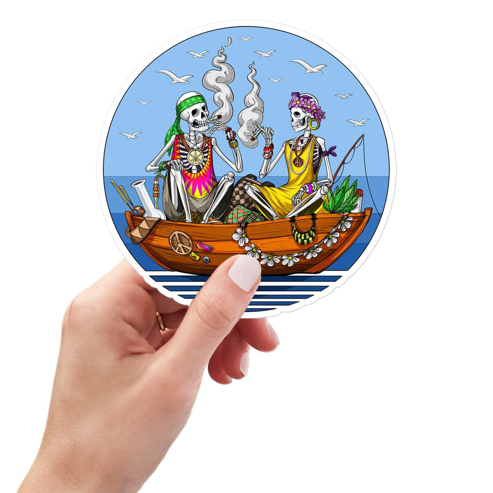 Hippie Skeleton Sticker, Funny Hippie Sticker, Skeleton Stoner Sticker, Skeleton Smoking Weed Sticker, Hippie Smoking Weed Sticker, Hippie Decals - Psychonautica Store