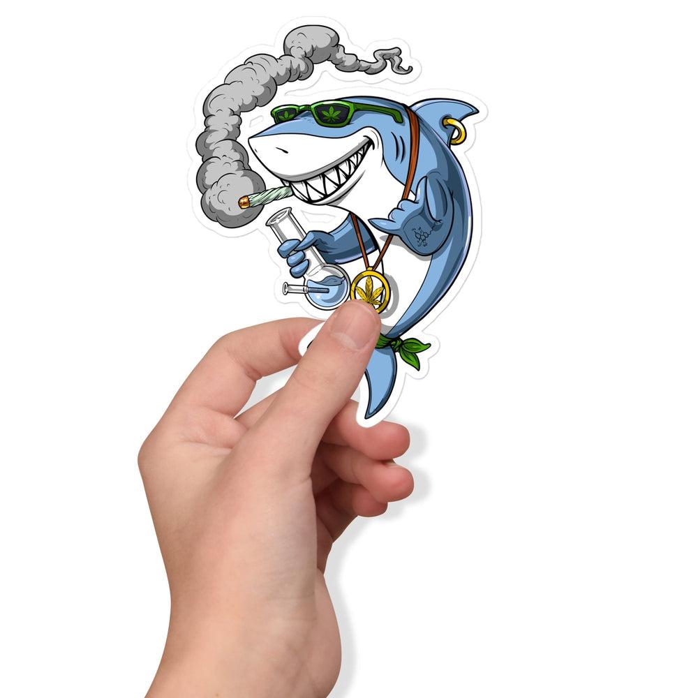 Shark Hippie Sticker, Funny Shark Decal, Shark Smoking Weed Sticker, Funny Stoner Stickers, Hippie Stickers - Psychonautica Store