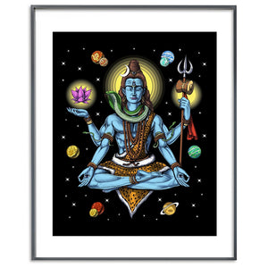 Shiva Meditation Art Print, Hindu Shiva Poster, Shiva Hinduism Poster, Shiva Yoga Poster, Shiva Spiritual Poster, Psychedelic Shiva Yoga Art Print - Psychonautica Store
