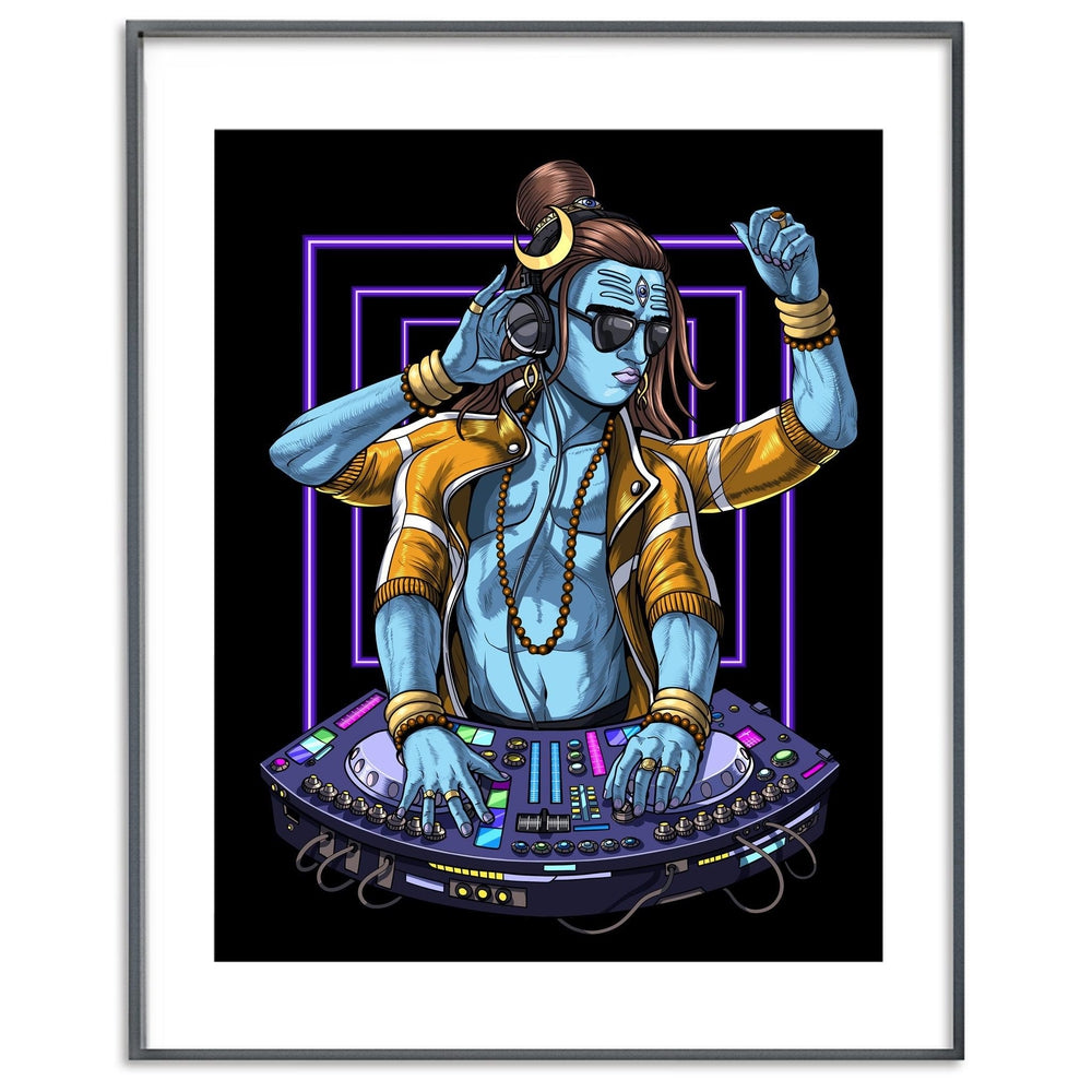 Shiva DJ Poster, Psychedelic Shiva Art Print, EDM DJ Poster, Hindu God Shiva Art Print, Hinduism Shiva Poster, Dubstep DJ Art Print, Synthesizer Player Poster, Techno Music DJ Art, Hindu Deity Shiva Art Print - Psychonautica Store
