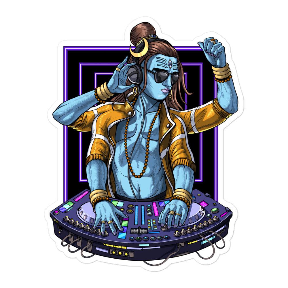 Shiva Psychedelic Sticker, Shiva DJ Sticker, Psytrance DJ Sticker, Hindu God Shiva Sticker, EDM Music DJ Decal, Synthesizer Player Stickers, Techno DJ Stickers - Psychonautica Store