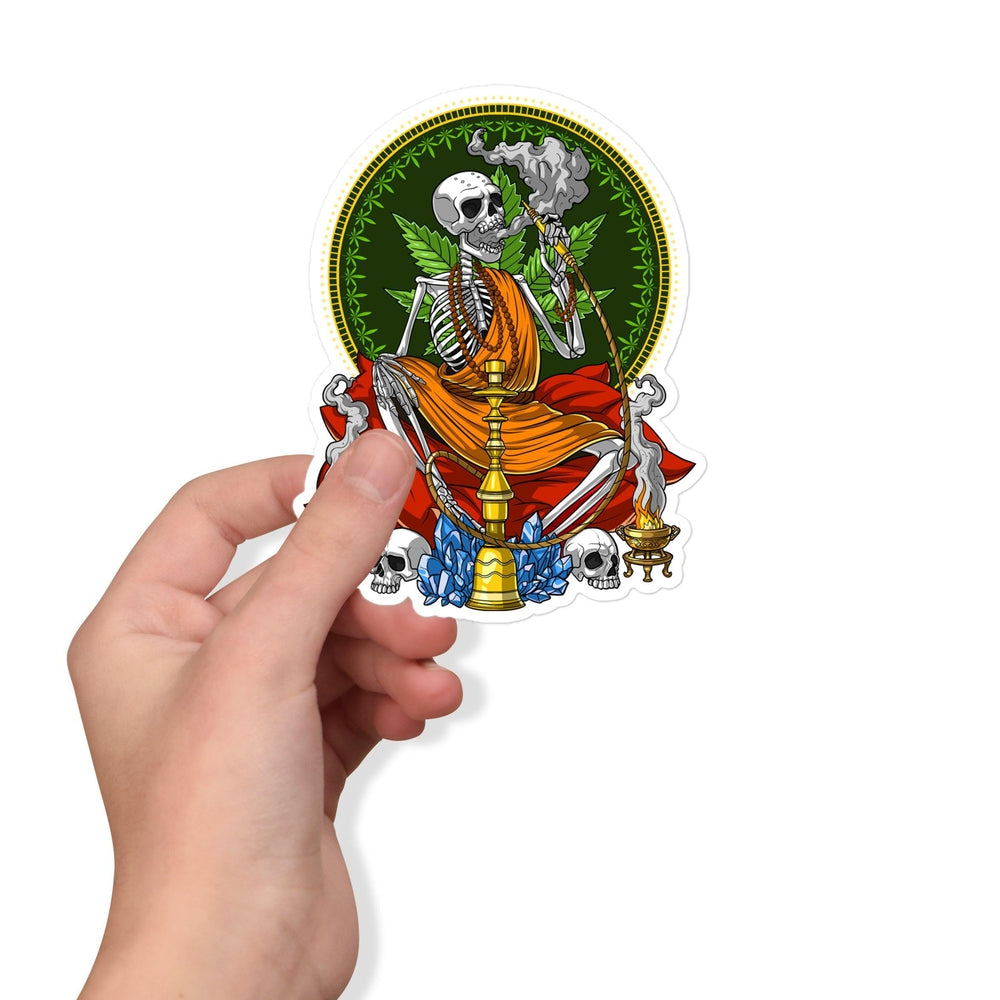 Skeleton Smoking Weed Sticker, Buddha Weed Stickers, Stoner Stickers, Stoner Decal, Weed Stickers, Cannabis Stickers, Marijuana Stickers - Psychonautica Store