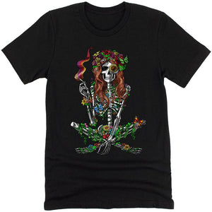 Hippie Skeleton Shirt, Hippie Stoner Shirt, Psychedelic Skeleton Shirt, Skeleton Smoking Weed Shirt, Hippie Clothes, Festival Clothing, Hippie Clothing - Psychonautica Store