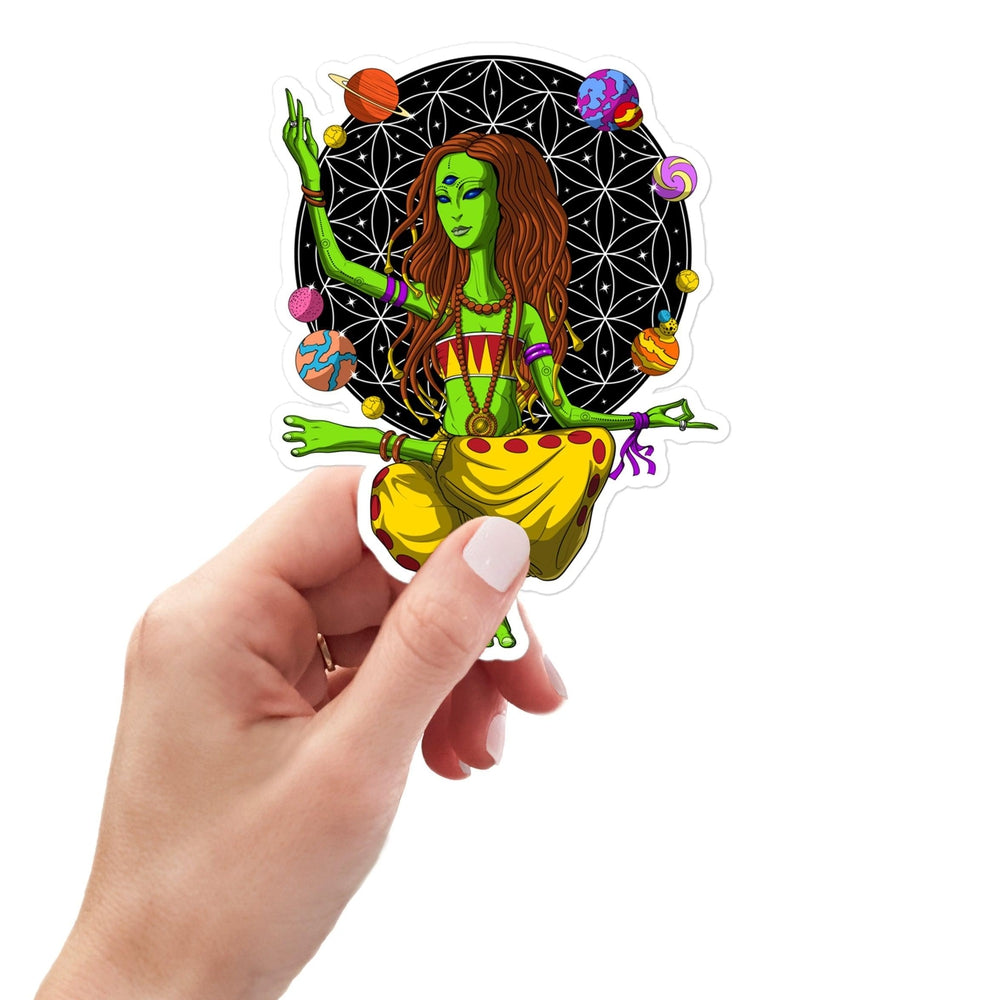Alien Hippie Sticker, Alien Yoga Sticker, Psychedelic Alien Sticker, Meditation Sticker, Hippie Decals, Spiritual Stickers - Psychonautica Store