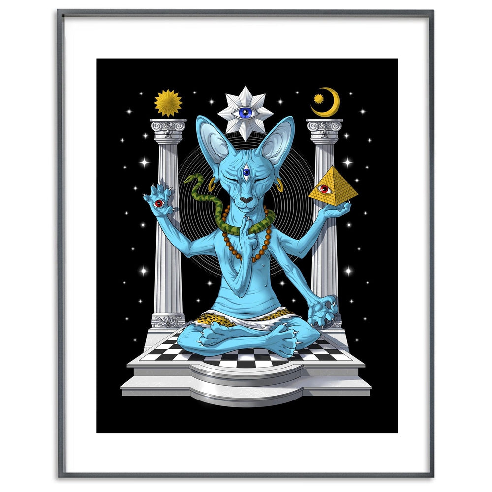 Sphynx Cat Poster, Psychedelic Shiva Poster, Trippy Sphynx Cat Poster, Psychedelic Sphynx Cat Poster, Hindu Poster, Sphynx Cat Art Print - Psychonautica Store