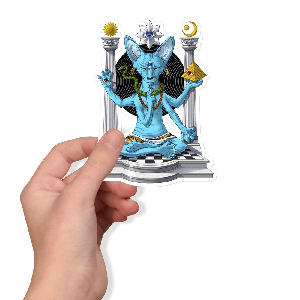 Psychedelic Sphynx Cat Sticker, Psychedelic Shiva Sticker, Trippy Sphynx Cat Sticker, Shiva Sphynx Cat Sticker, Sphynx Cat Decal, Hindu Sticker - Psychonautica Store