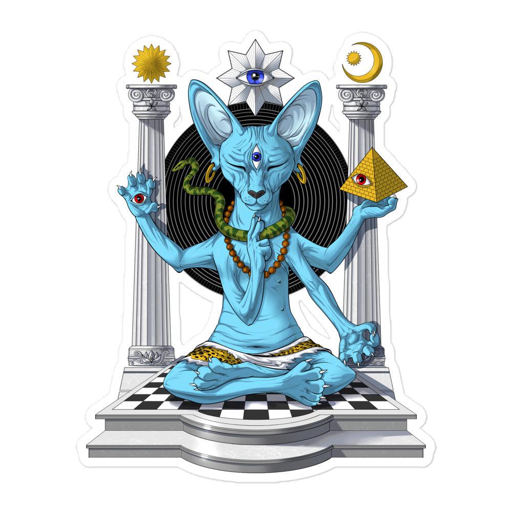 Psychedelic Sphynx Cat Sticker, Psychedelic Shiva Sticker, Trippy Sphynx Cat Sticker, Shiva Sphynx Cat Sticker, Sphynx Cat Decal, Hindu Sticker - Psychonautica Store