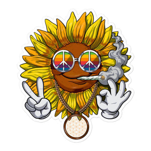 Sunflower Hippie Sticker, Sunflower Hippie Stoner Sticker, Sunflower Smoking Weed Sticker, Cannabis Sunflower Sticker, Hippie Stoner Stickers, Funny Sunflower Stickers - Psychonautica Store