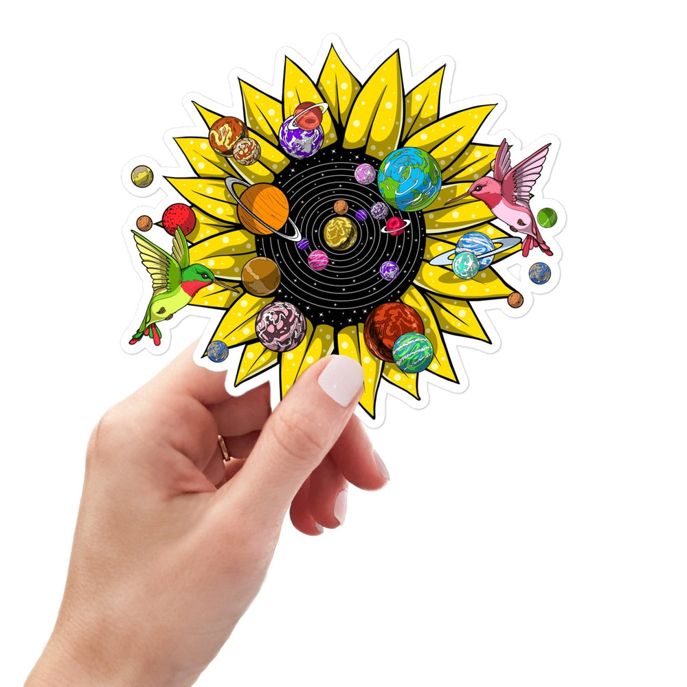 Psychedelic Sunflower Stickers, Psychedelic Solar System Sticker, Hippie Sunflower Sticker, Trippy Sunflower Sticker, Psychedelic Space Decal, Floral Hippie Boho Decals - Psychonautica Store