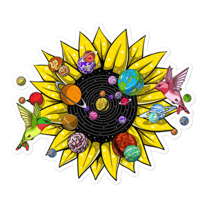 Psychedelic Sunflower Stickers, Psychedelic Solar System Sticker, Hippie Sunflower Sticker, Trippy Sunflower Sticker, Psychedelic Space Decal, Floral Hippie Boho Decals - Psychonautica Store