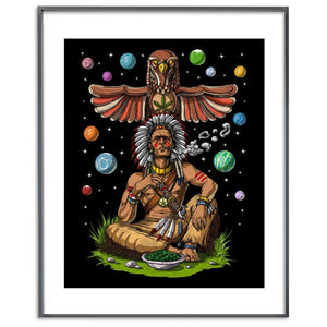 Native American Chief Stoner Poster, Native American Chief Poster, Psychedelic Weed Poster, Stoner Art Print, Cannabis Poster, Trippy Art Print - Psychonautica Store