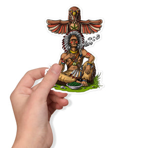 Native American Chief Smoking Weed Sticker, Native American Chief Decal, Weed Sticker, Stoner Stickers, Cannabis Stickers, Marijuana Sticker, Ganja Sticker - Psychonautica Store
