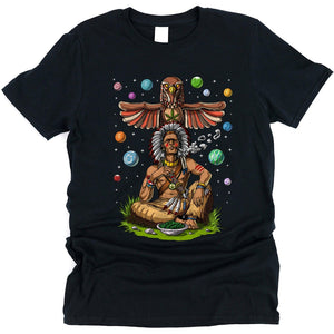 Native American Chief Smoking Weed T-Shirt, Native American Chief Shirt, Weed Shirt, Stoner Shirt, Cannabis Shirt, Psychedelic T-Shirts - Psychonautica Store