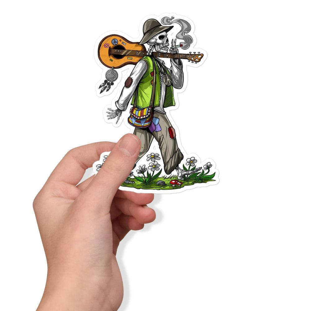 Hippie Skeleton Sticker, Psychedelic Skeleton Stickers, Hippie Sticker, Hippie Decals, Stoner Sticker, Weed Sticker - Psychonautica