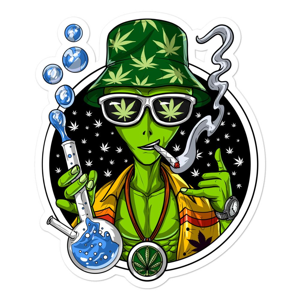 Alien Weed Sticker, Stoner Stickers, Stoner Gifts, Aliens Stickers, Psychedelic Sticker, Cannabis Sticker, Stoner Decals, Stoner Gifts - Psychonautica Store