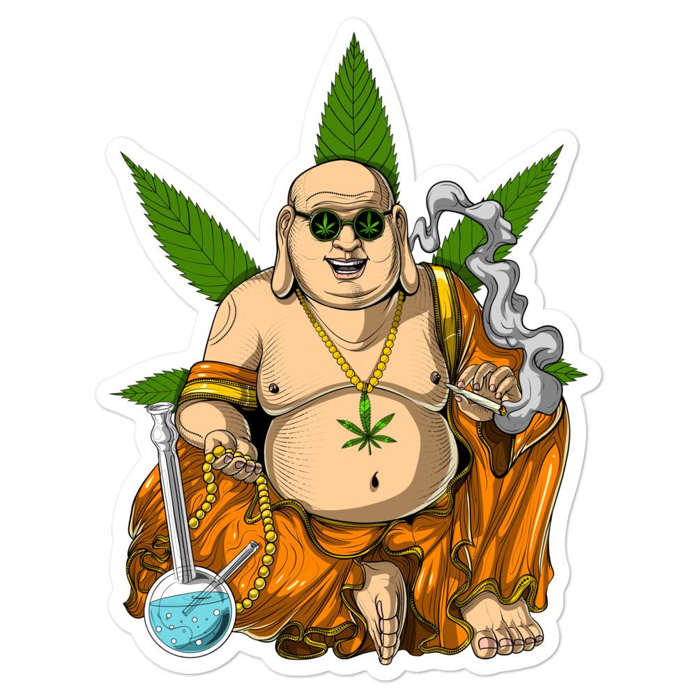 Buddha Smoking Weed Stickers, Buddha Weed Sticker, Stoner Stickers, Stoner Decal, Cannabis Stickers, Weed Sticker, Cannabis Decals, Stoner Decals - Psychonautica Store