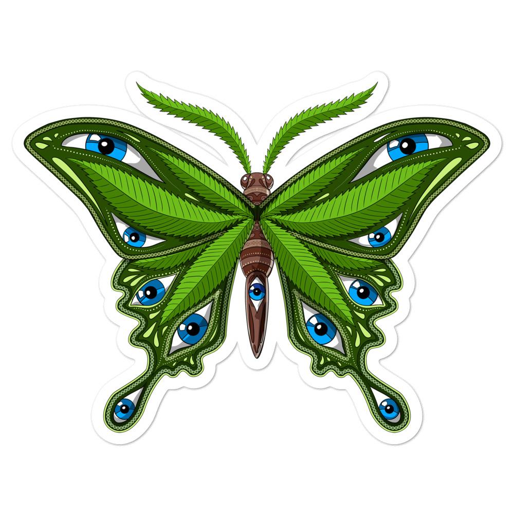 Hippie Sticker, Stoner Sticker, Weed Sticker, Cannabis Stickers, Marijuana Stickers, Stoner Decals, Hippie Decal, Weed Butterfly Sticker - Psychonautica Store