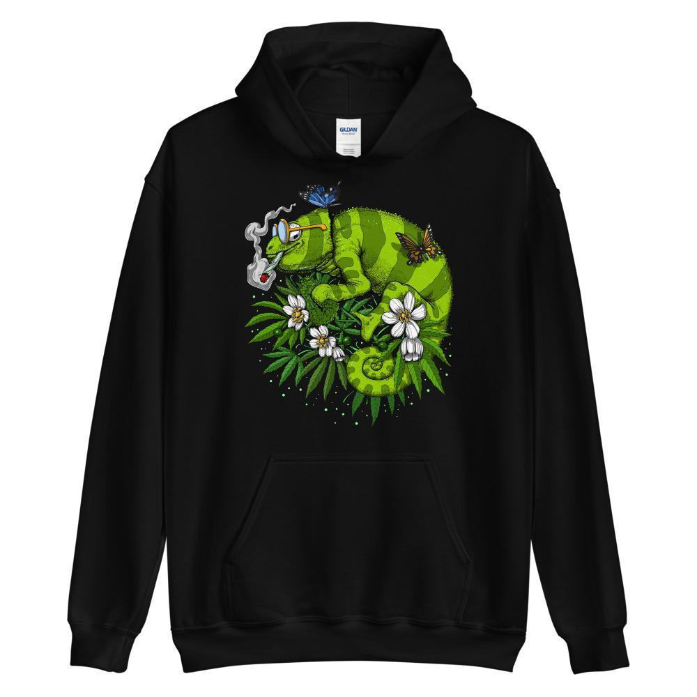 Chameleon Smoking Weed, Chameleon Hoodie, Weed Hoodie, Stoner Hoodie, Hippie Hoodie, Chameleon Sweatshirt, Cannabis Hoodie - Psychonautica Store