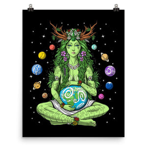 Hippie Art Print, Gaia Poster, Mother Nature Poster, Nature Spirit Poster, Forest Spirit Wall Decor - Psychonautica Store
