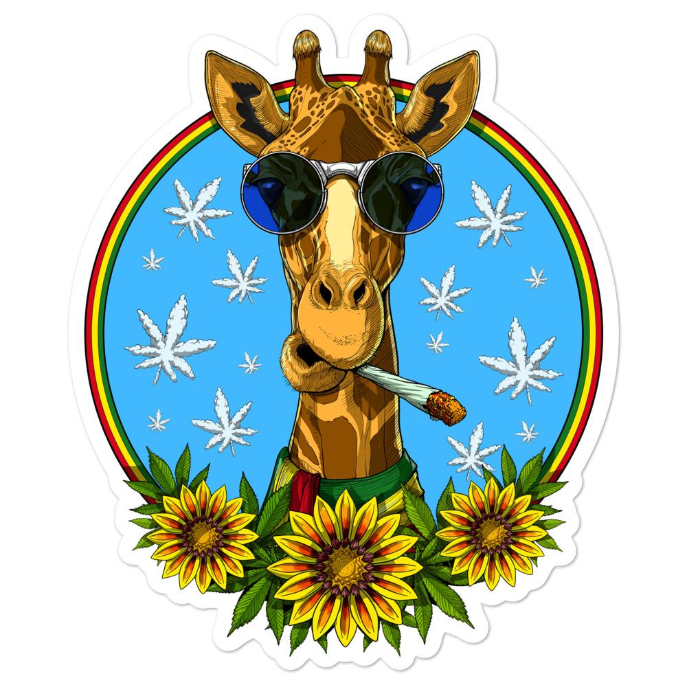 Giraffe Smoking Weed Sticker, Giraffe Stickers, Hippie Sticker, Stoner Stickers, Weed Decals, Cannabis Decal - Psychonautica Store