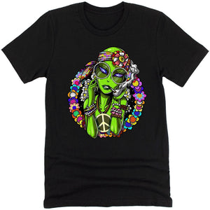 Hippie Alien Shirt, Alien Smoking Weed, Alien Hippie Tee, Festival Clothing, Hippie Clothes, Womens Hippie Tee - Psychonautica Store