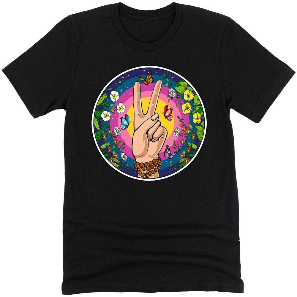 Hippie Peace Shirt, Hippie Tee, Womens Hippie Shirts, Floral Boho Shirt, Hippie Clothing, Hippie Clothes - Psychonautica Store
