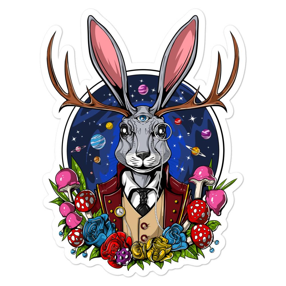 Jackalope Sticker, Jackalope Decals, Psychedelic Sticker, Trippy Sticker, Cryptozoology Stickers, Cryptids Stickers - Psychonautica Store