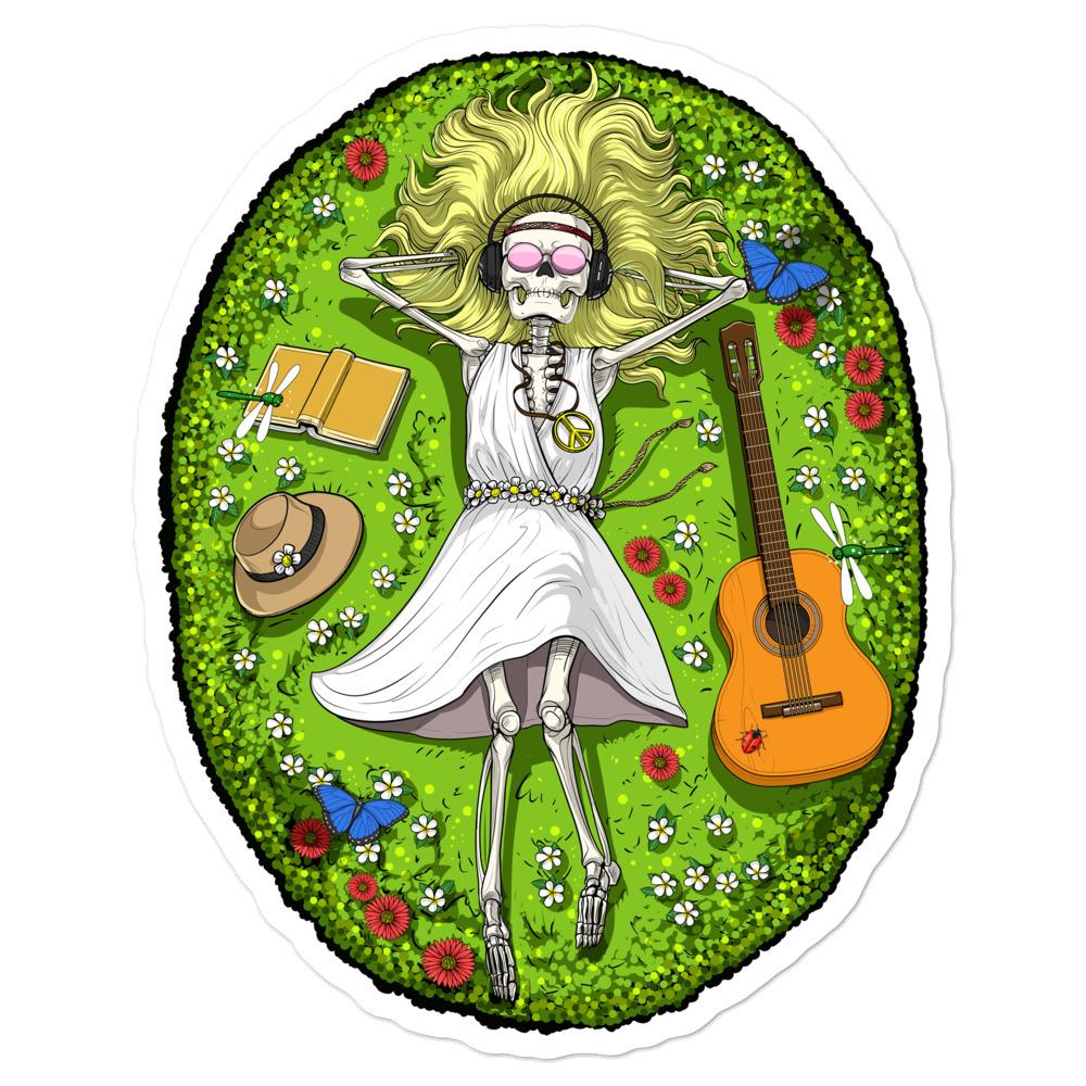 Hippie Skeleton Sticker, Funny Skeleton Stickers, Hippie Stickers, Hippie Decals - Psychonautica