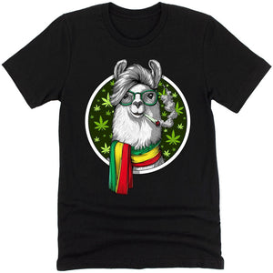 Llama Weed T-Shirt, Lama Smoking Weed Tee, Funny Stoner Shirt, Cannabis Clothes, Stoner Clothing, Rastafari Shirt, Hippie Clothes - Psychonautica Store