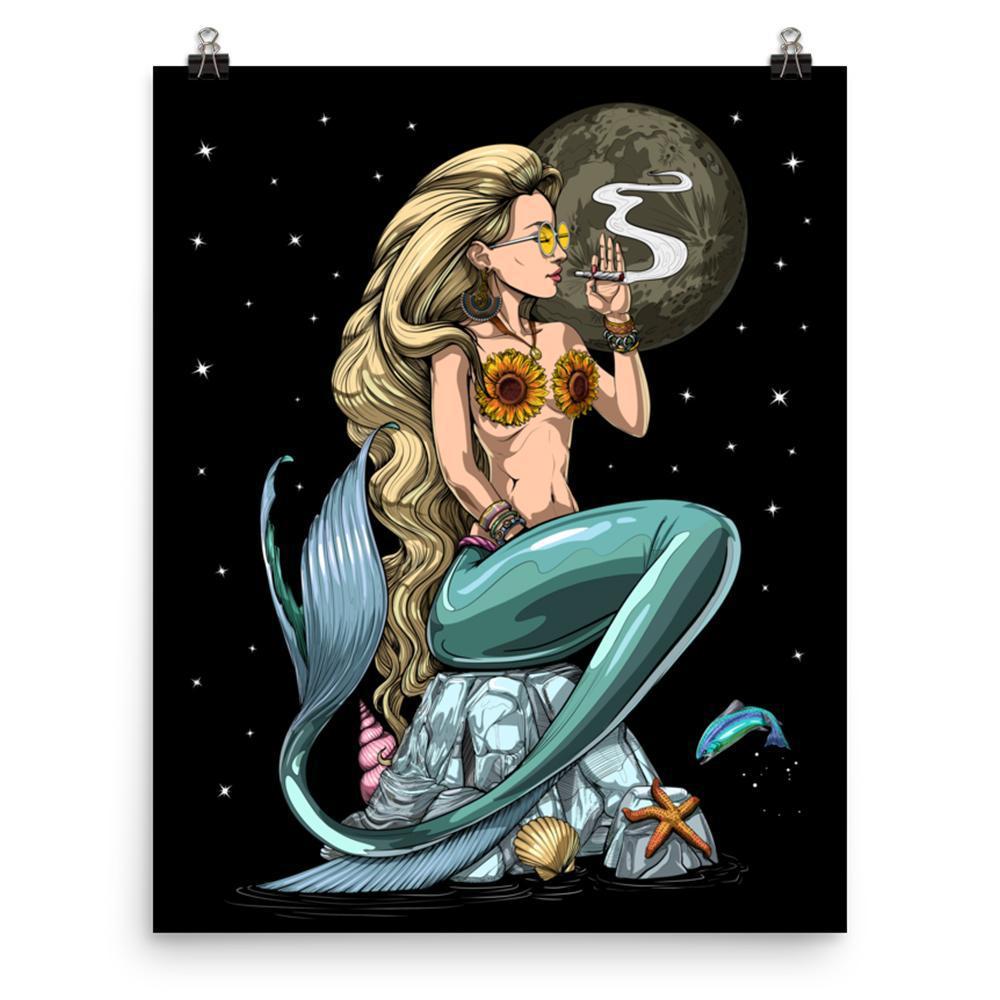 Mermaid Poster, Hippie Art Print, Stoner Poster, Stoner Gifts, Hippie Gifts, Fantasy Art Print - Psychonautica Store