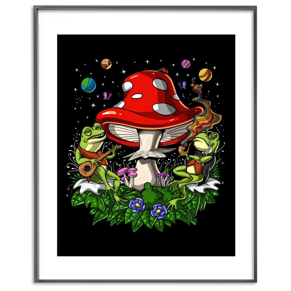 Psychedelic Frogs Poster, Trippy Mushrooms Poster, Bufo Alvarius Poster, Funny Hippie Art Print, Magic Mushrooms Art Print, Trippy Frog Art Print - Psychonautica Store