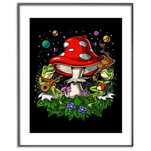 Psychedelic Frogs Art Print, Trippy Mushrooms Art Print, Bufo Alvarius Art Print, Funny Hippie Poster, Magic Mushrooms Art Print, Trippy Frog Poster - Psychonautica Store