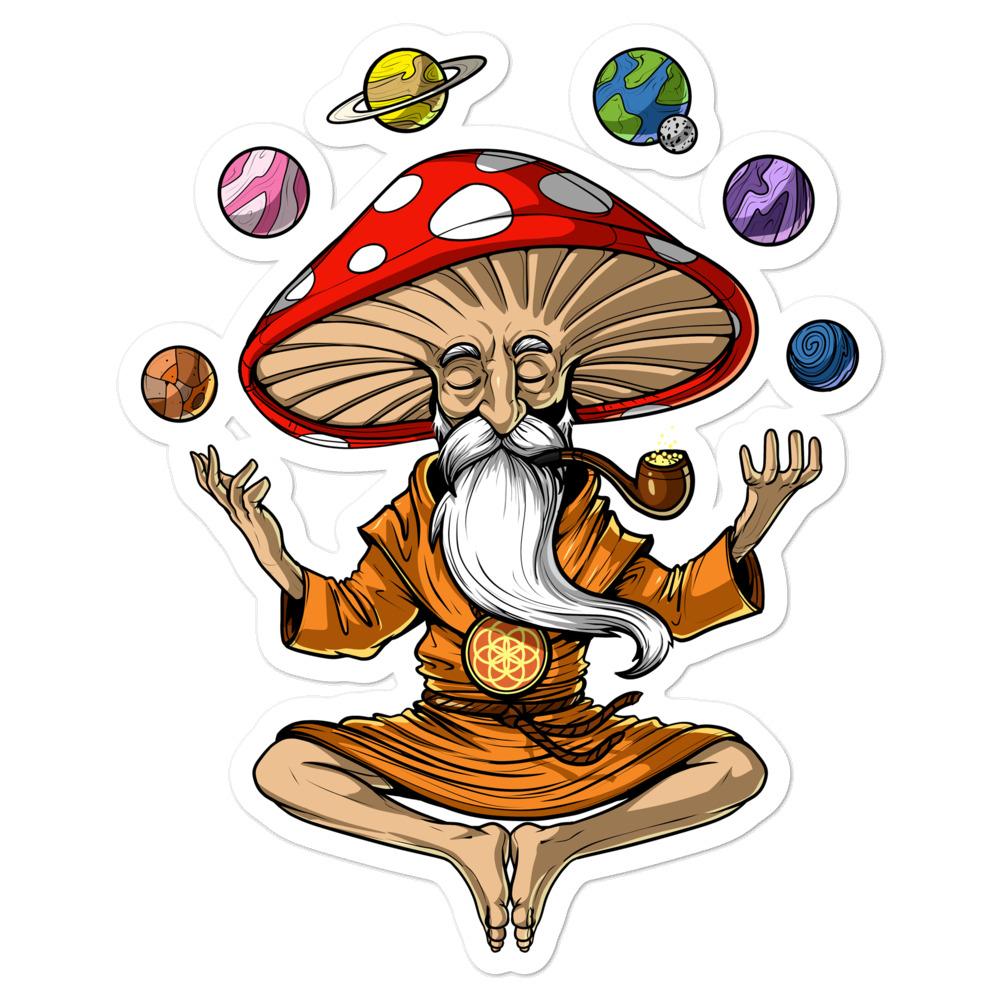Magic Mushroom Buddha Sticker, Magic Mushrooms Stickers, Psychedelic Stickers, Hippie Stickers, Psychedelic Decals, Trippy Sticker, Buddha Stickers - Psychonautica Store