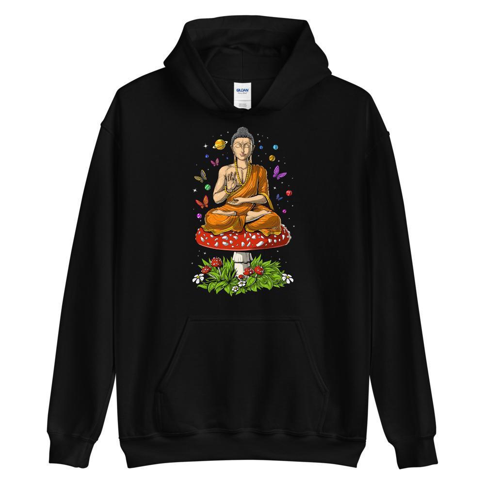 Buddha Magic Mushroom, Psychedelic Buddha Hoodie, Buddha Hoodie, Mushrooms Hoodie, Yoga Sweatshirt, Hippie Clothing - Psychonautica Store